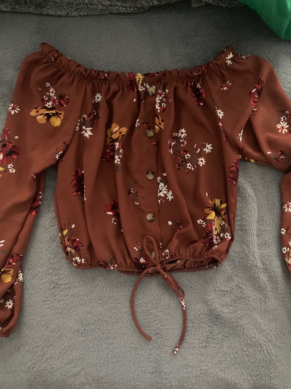 Polly & Esther Women's Brown and Burgundy Blouse